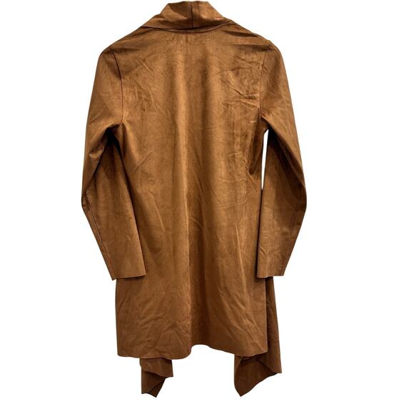 Soft Surroundings Tan Shape Drape Coastal Cowgirl Retro Boho Faux Suede Cardigan - Picture 3 of 7